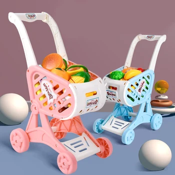 Çocuk Süpermarket Alışveriş Sepeti Arabası Oyuncak Sepeti Simülasyon Meyve Gıda Pretend Mutfak Kesim Meyve Bebek Oyun Evi Oyuncaklar
