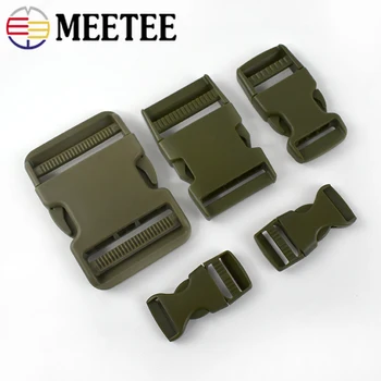Meetee 10 adet 20/25/37 / 50mm Plastik Serbest Bırakma Toka Çanta Askısı Yan Klip Kanca Ordu Yeşil Dokuma Ayar Tokaları Pet Yaka Toka