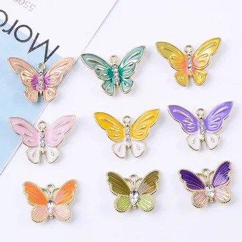 10 adet 18 * 26mm Toptan Yüksek Kalite Moda Altın Renk Yağ damlası kelebek Charm DIY Saç Takı Aksesuarları Toptan