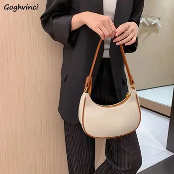 Kadın omuz çantaları Yarım Ay PU Deri Koltukaltı Çanta Zarif Fransız Moda çanta Mujer Çok Yönlü Fermuar Ofis Bayan Taşınabilir