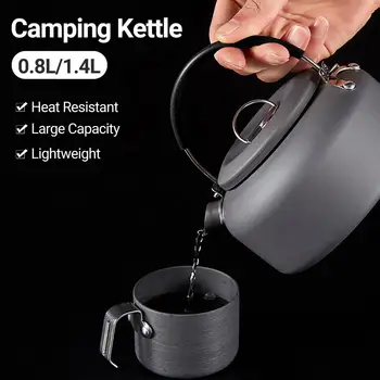 0.8 L / 1.4 L kamp su ısıtıcısı kamp yürüyüş taşınabilir su ısıtıcısı toplayıcı ısı halkası kahve su ısıtıcısı açık haşlanmış demlik sofra