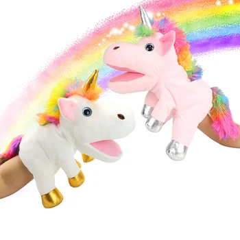30 cm 2 Stil Sevimli Unicorn Peluş El Kukla Bebek Oyuncak Dolması Hayvan Yumuşak Hediye Çocuk Yetişkinler için 9