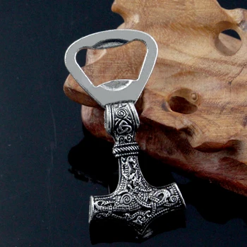 Yüksek Kaliteli El Yapımı Viking Rune Çekiç Şişe Açacağı Viking Kolye thor'un Hammer Mjolnir Şişe Açacağı İskandinav Bira Aracı 9