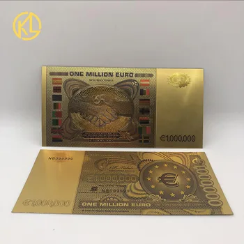 10 adet / grup Renk Euro Banknotlar 1 Milyon Euro Banknot Altın folyo hatıra banknot Değeri Koleksiyon hediye