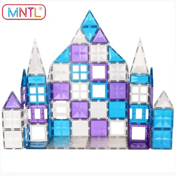 MNTL 120 Adet Manyetik Fayans Yapı oyuncak seti KÖK eğitici oyuncak Mıknatıs Blokları İstifleme Tuğla Çocuklar Çocuk Noel doğum günü hediyesi