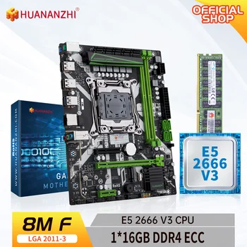 HUANANZHI 8M F LGA 2011-3 Anakart Intel XEON E5 2666 V3 ile 1*16G DDR4 RECC bellek combo kiti seti NVME USB3. 0