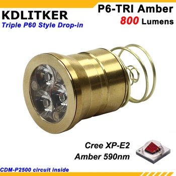KDLITKER Üçlü Cree XP-E2 Amber 590nm 800 Lümen Yeşim Algılama ışığı LED Drop-in Modülü (Dia. 26,5 mm)