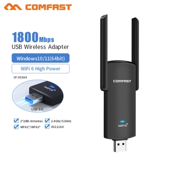 Comfast USB wifi adaptörü WiFi 6 1800Mbps 2.4 G/5GHz Çift Bant 802.11 ax MU-MIMO WiFi adaptörü USB3.0 Wifi Ağ Kartı Bilgisayar İçin