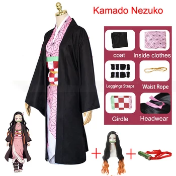 Anime Sergi iblis avcısı Çizgi Film Karakteri Cosplay Kostümleri Kimetsu hiçbir Yaiba Tanjirou Nezuko Cosplay Sahne Kimono Üniforma