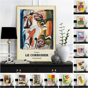 Le Corbusier İcone Et Doğa Morte Soyut Sergi Müzesi Poster, Kübizm Retro Sanat Tuval Boyama, Dışavurumculuk Ev Dekor