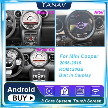 Araba Radyo GPS Navigasyon Android 11 BMW Mini Cooper İçin R56 R60 2006-2016 Araba Ses Stereo Alıcısı Multimedya Oynatıcı Gümüş CD